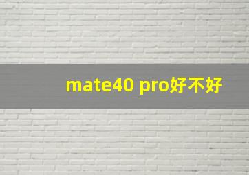 mate40 pro好不好